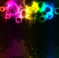 Abstract grunge rainbow fog with colored blots