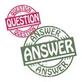 Abstract grunge rubber stamp set with the text Question - Answer