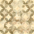 Abstract grunge sepia watercolor seamless pattern with overlapping circles on old paper background Royalty Free Stock Photo