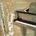 Abstract grunge sound background with grand piano Royalty Free Stock Photo