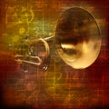 Abstract grunge sound background with trumpet Royalty Free Stock Photo