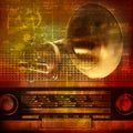 Abstract grunge sound background with trumpet Royalty Free Stock Photo