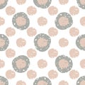 Abstract grunge textured pebble seamless vector pattern background. Monochrome pink and brown flecked stone shapes on