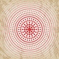 Abstract grunge vintage background of red dots. Evenly decrease size of circles.