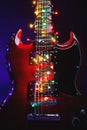Abstract guitar with festive multicolor lights