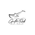 Abstract guitar rock logo design illustration,music, simple, icon,vector template Royalty Free Stock Photo
