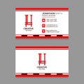 Abstract H letter Logo with Red Color Business Card design Template Vector