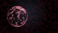 Abstract hacked globe in red plexus on digital background. Hacking and attack concept. Royalty Free Stock Photo