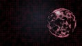 Abstract hacked globe in red plexus on digital background. Hacking and attack concept. Royalty Free Stock Photo