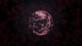 Abstract hacked globe in red plexus on digital background. Hacking and attack concept. Royalty Free Stock Photo