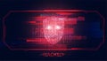 Abstract hacker face digital concept steals information from computers on the network. in the internet world break through the