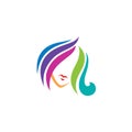 Abstract hair logo with salon design illustration, girl logos Royalty Free Stock Photo