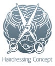 Faces and Scissors Hair Salon Hairdresser Concept