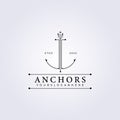 abstract half moon anchor with stars logo marine and nautical summer vector illustration design