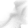 Abstract halftone background with dynamic waves. Halftone design element motion effect. Warp dots surface. Vector illustration