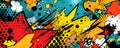 Abstract halftone comics background - Modern design shapes in pop colors banner - Generative AI