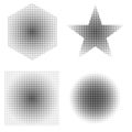Abstract Halftone Dot Shapes Set Circle Star Square Diamond Gradient Royalty Free Stock Photo