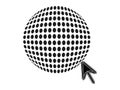 Abstract Halftone Globe with Pointer Arrow Global Connectivity and Navigation Concepts Royalty Free Stock Photo