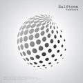 Abstract halftone sphere in grayscale color Royalty Free Stock Photo