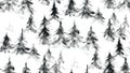 Abstract halftone textured gray fir forest pattern