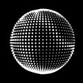 Abstract halftone textured sphere. Disco ball lines flare. Electric jet impulse discharges. Waves of thickened flows