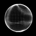 Abstract halftone textured sphere. Disco ball lines flare. Electric jet impulse discharges. Waves of thickened flows