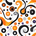 Abstract Halloween Pattern with Orange Black and White Swirls and Royalty Free Stock Photo