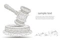 Abstract hammer design of a judge, in the form of lines and dots on a white background with space for text. illustratio