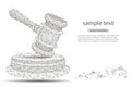 Abstract hammer design of a judge, in the form of lines and dots on a white background with space for text. vector