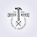 abstract hammer and nail logo vector, carpentry illustration design