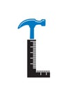 Abstract hammer and ruler logo