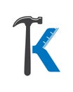 Abstract hammer and ruler logo