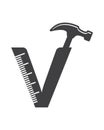 Abstract hammer and ruler logo