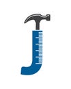 Abstract hammer and ruler logo