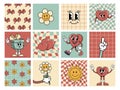 Cartoon cool square postcards. Royalty Free Stock Photo