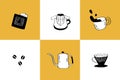 Coffee icon vector hand drawn set with doodle cafe illustrations and espresso tools. Royalty Free Stock Photo