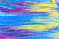 Abstract hand drawn acrylic painting creative art background.Closeup shot of brushstrokes colorful acrylic paint on canvas with b Royalty Free Stock Photo