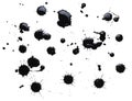 Abstract hand drawn black ink blots set isolated on white vector design elements Royalty Free Stock Photo