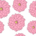 Abstract Hand Drawn Dahlia flower seamless pattern. Vector Illustration Royalty Free Stock Photo