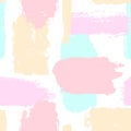 Abstract hand drawn different shapes brush strokes seamless pattern swatch in soft pastel colors