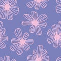 Abstract hand drawn doodle daisy flowers pattern. Simple minimalistic boho childish background Royalty Free Stock Photo