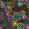 Abstract hand drawn fireworks seamless pattern