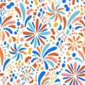 Abstract hand drawn fireworks seamless pattern