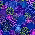 Abstract hand drawn fireworks seamless pattern