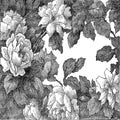 26 Abstract hand-drawn floral pattern rose, vintage