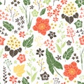 Abstract hand drawn floral vector seamless pattern