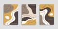 Abstract hand drawn fluid shapes cover set. Collection vertical backgrounds with different wavy shapes. Template in flat style.