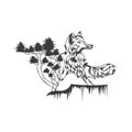 Abstract hand drawn fox with trees forest for tatto, t-shirt graphic resources or any others