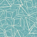 Abstract hand drawn geometric prismatic effect design in monochrome blue and white. Vector seamless pattern