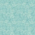 Abstract hand drawn geometric prismatic effect design in monochrome blue and white. Vector seamless pattern